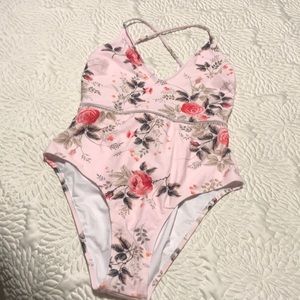 Pink one piece bathing suit